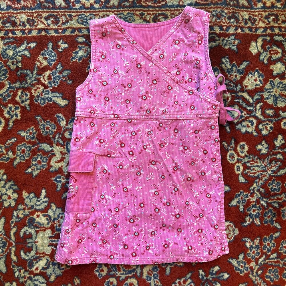 Vintage Carter's Pink Corduroy Wrap Dress with Pockets Girls 3T
